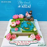  Bánh Kỷ Niệm Hồ Sen Cá Lội Tặng Ông Bà (HS-014-046) 