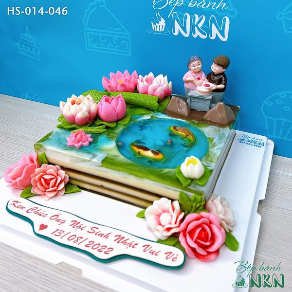  Bánh Kỷ Niệm Hồ Sen Cá Lội Tặng Ông Bà (HS-014-046) 