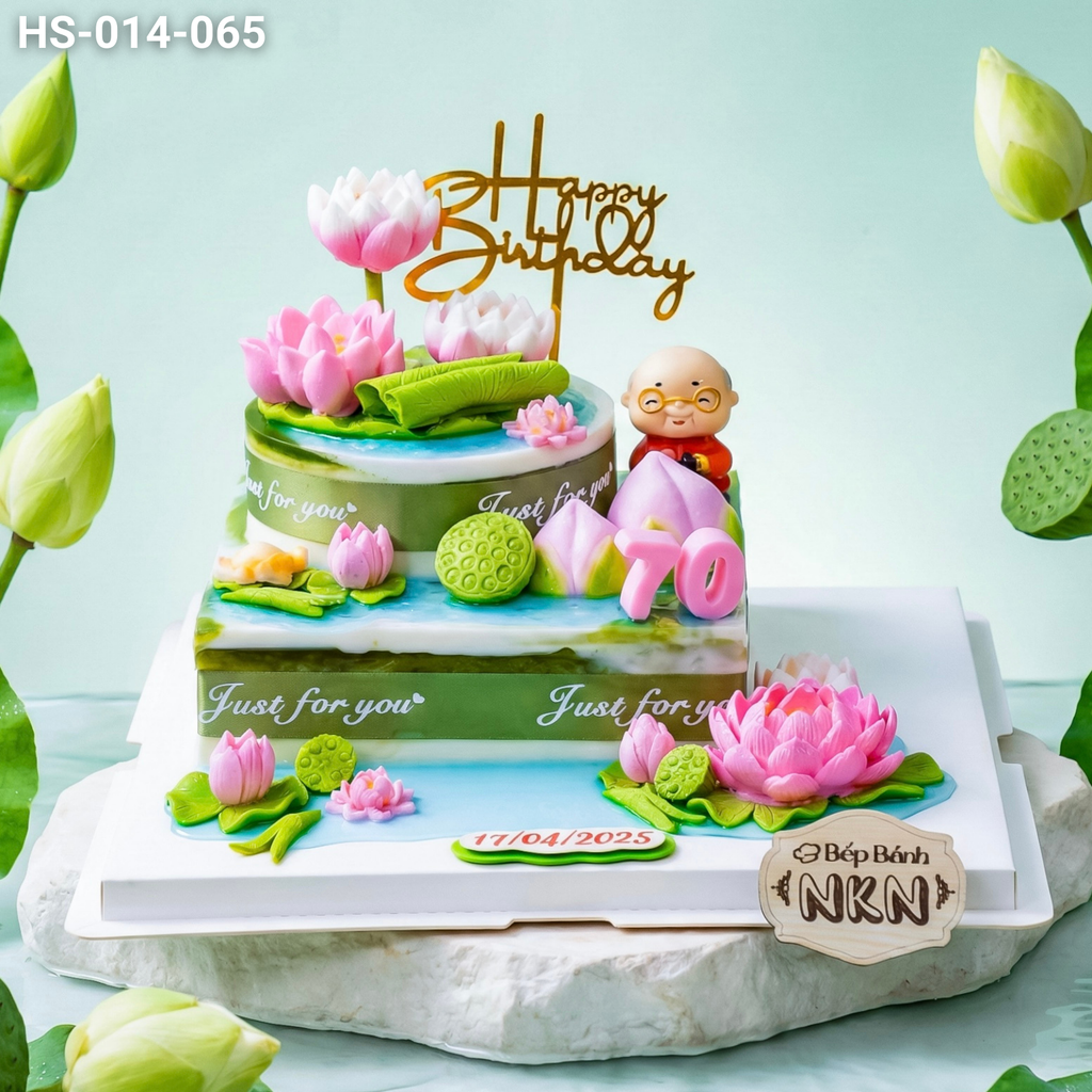  Bánh Mừng Thọ Hoa Sen 2 Tầng (HS-014-065) 
