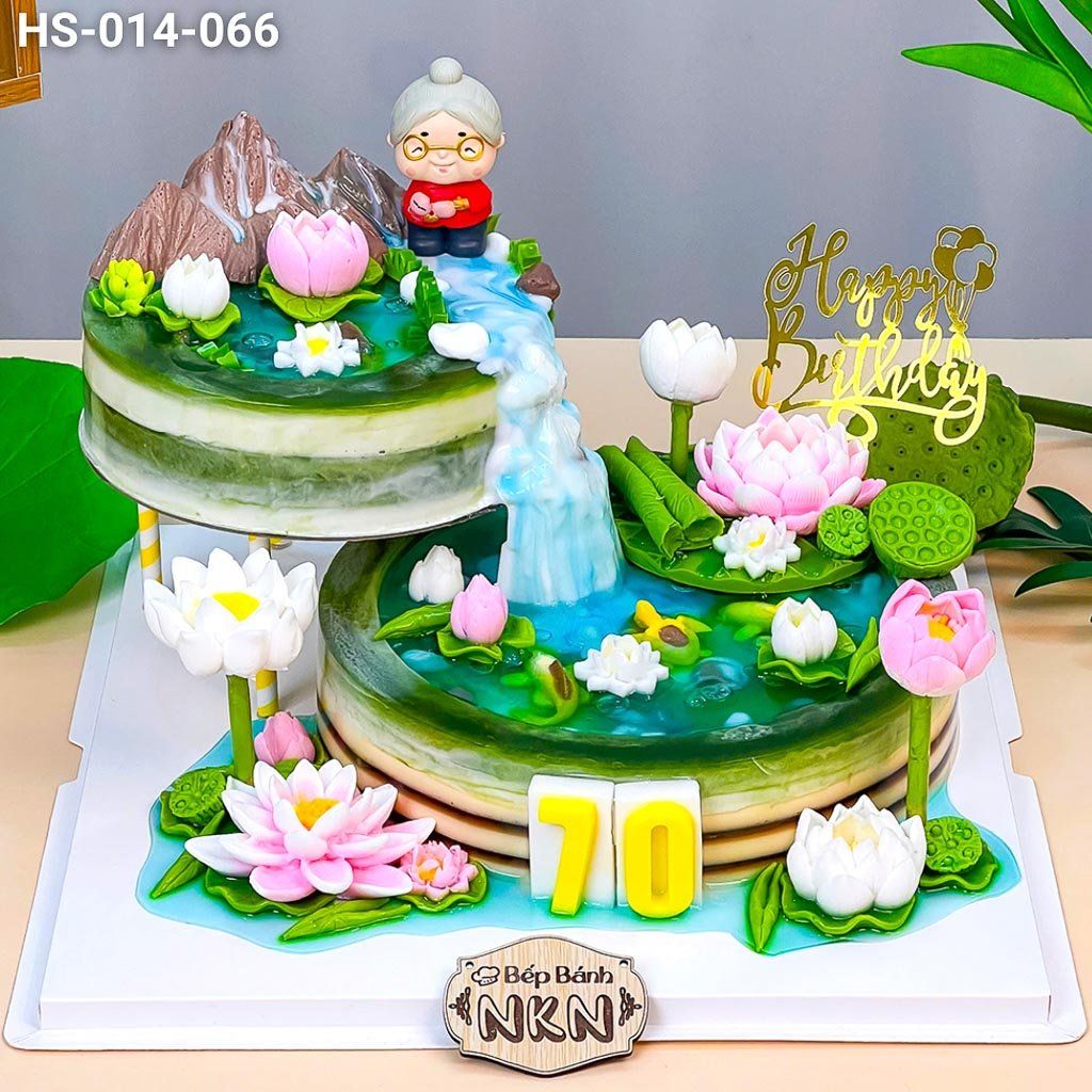  Tháp Bánh Mừng Thọ Hồ Sen 2 Tầng (HS-014-066) 