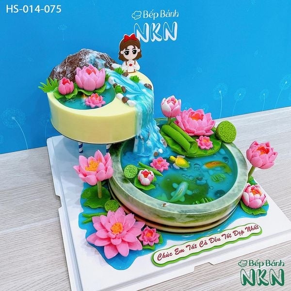  Tháp Bánh Sinh Nhật Hồ Sen 2 Tầng (HS-014-075) 