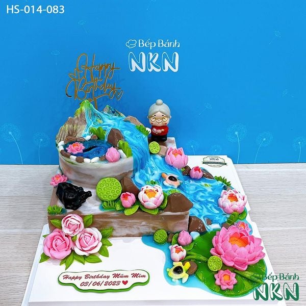  Bánh Mừng Thọ Hồ Sen Cá Lội 2 Tầng  (HS-014-083) 