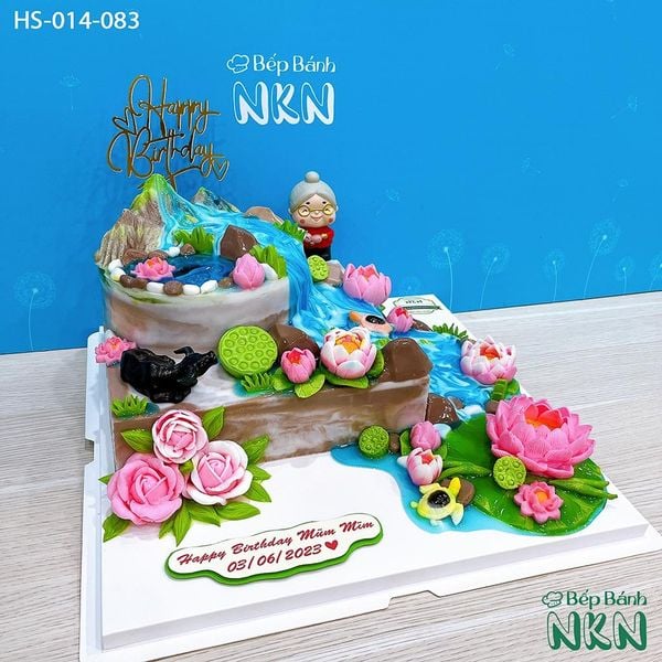  Bánh Mừng Thọ Hồ Sen Cá Lội 2 Tầng  (HS-014-083) 