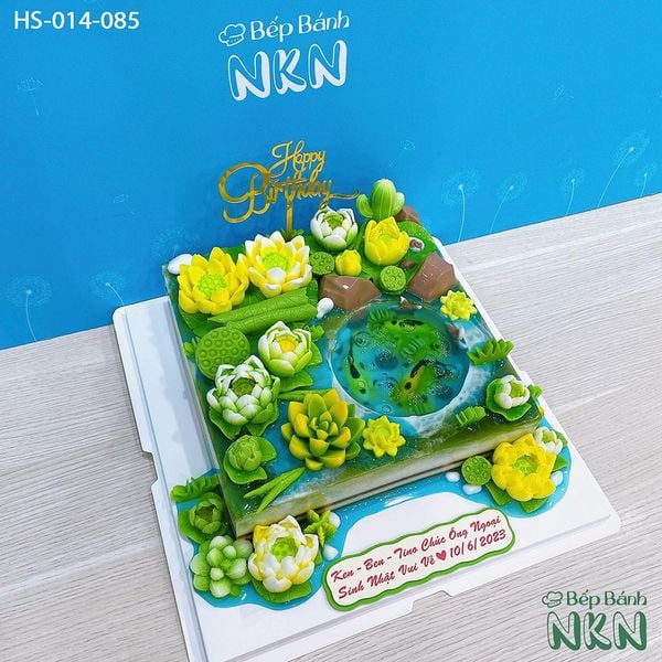  Bánh Kỷ Niệm Hồ Sen Cá Lội Tặng Ông Bà (HS-014-085) 