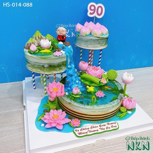  Bánh Mừng Thọ Sen Đào 3 Tầng (HS-014-088) 