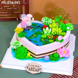  Bánh Sinh Nhật Hồ Sen Cá Lội Tặng Ông Bà, Cha Mẹ (HS-014-097) 