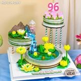  Tháp Bánh Mừng Thọ Sen Đào 3 Tầng (HS-014-099) 