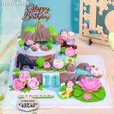  Bánh Kỷ Niệm Hồ Sen Cá Lội 2 Tầng Tặng Ông Bà (HS-014-106) 