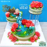  Tháp Bánh Mừng Thọ Hồ Cá Vườn Hồng 3 Tầng (HS-014-114) 