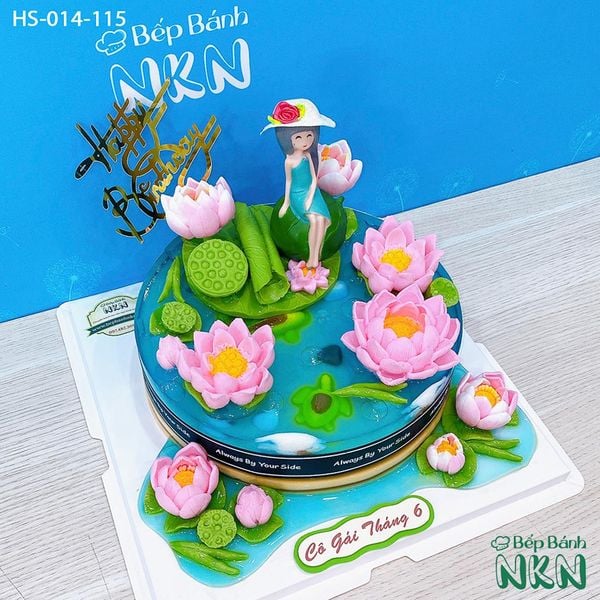  Bánh Sinh Nhật Cô Gái Bên Hồ Sen (HS-014-115) 