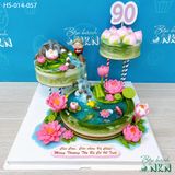  Tháp Bánh Mừng Thọ Sen Đào 3 Tầng (HS-014-057) 