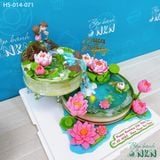  Tháp Bánh Sinh Nhật Hồ Sen Cá Lội 2 Tầng (HS-014-071) 