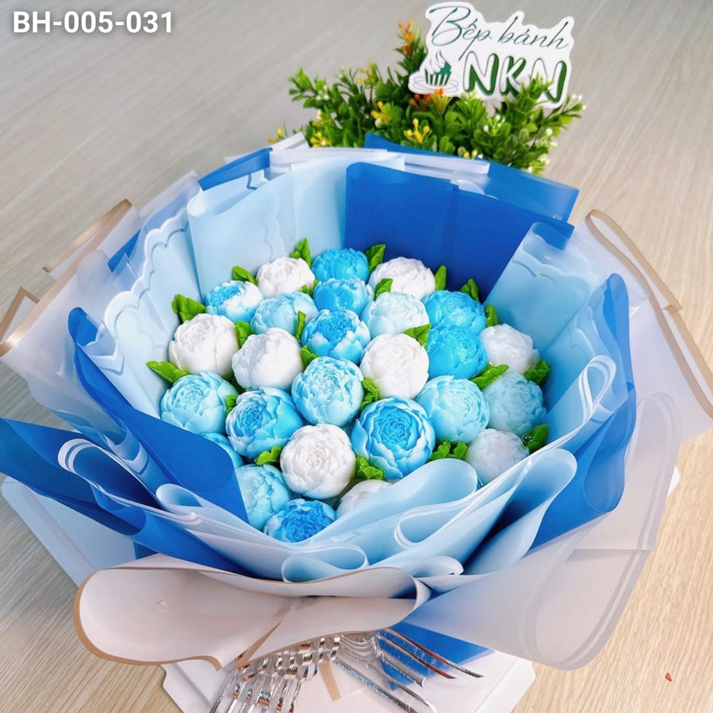  Bánh Bó Hoa Hồng Trà Nụ Tone Xanh (BH-005-031) 