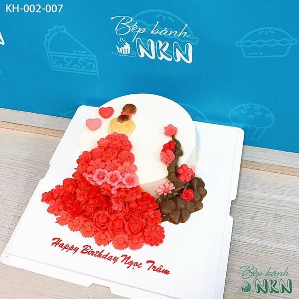  Bánh Sinh Nhật Cô Gái Váy Đỏ (KH-002-007) 