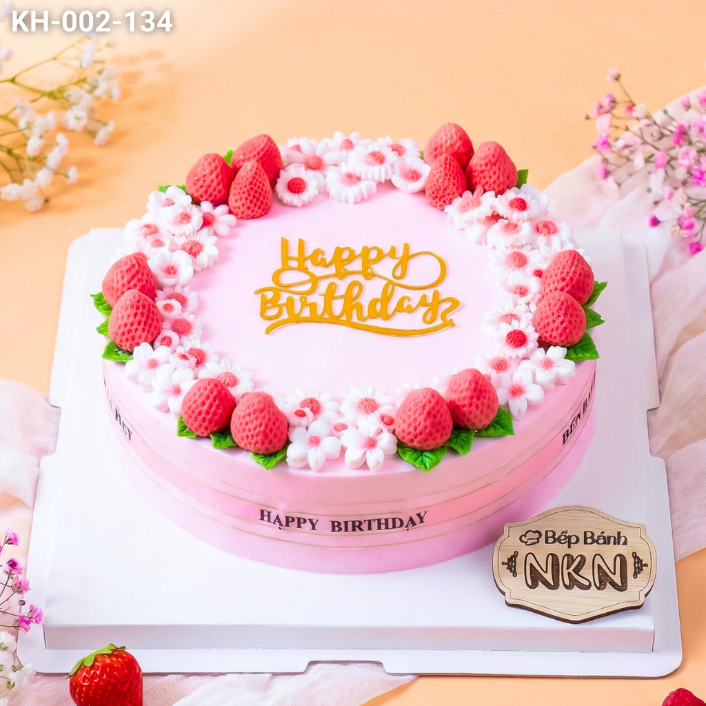  Bánh Sinh Nhật Hoa Dâu Tây (KH-002-134) 