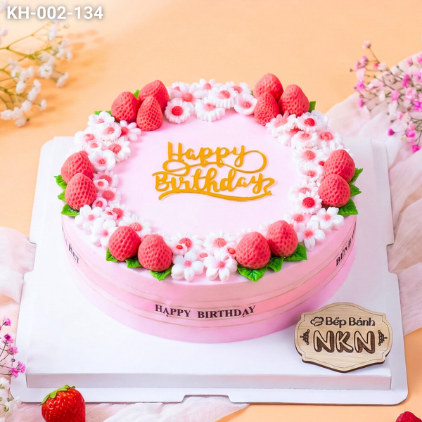  Bánh Sinh Nhật Hoa Dâu Tây (KH-002-134) 