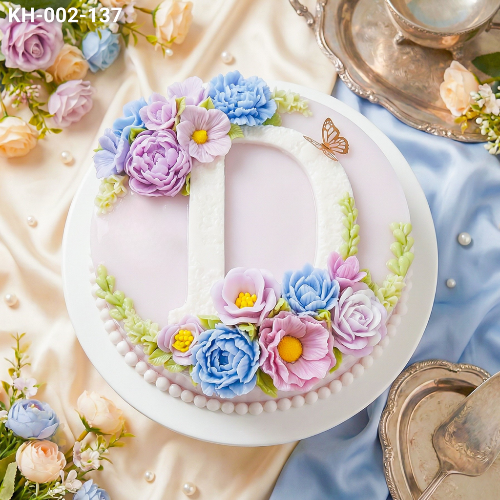  Bánh Sinh Nhật Kết Hoa Tone Tím (KH-002-137) 