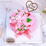  Bánh Sinh Nhật Kết Hoa Võ Gỗ Tone Hồng (KH-002-142) 