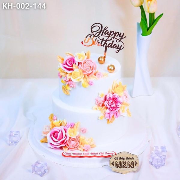  Tháp Bánh Sinh Nhật Kết Hoa 2 Tầng (KH-002-144) 