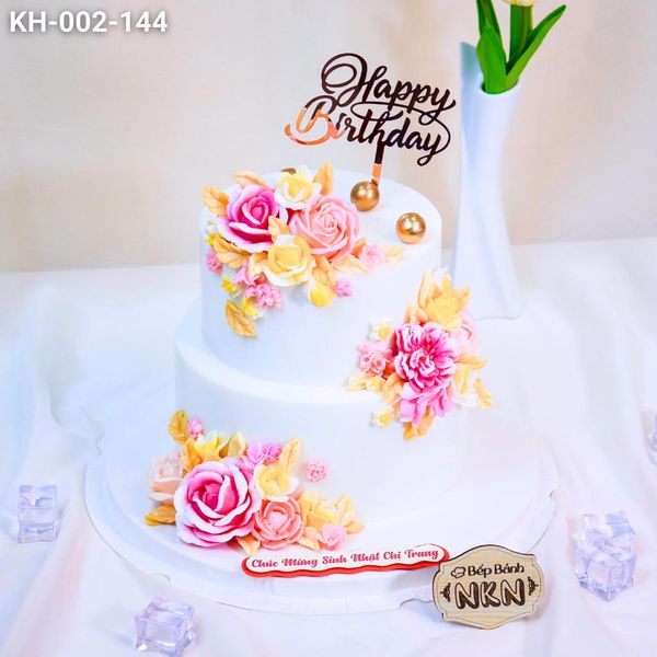  Tháp Bánh Sinh Nhật Kết Hoa 2 Tầng (KH-002-144) 