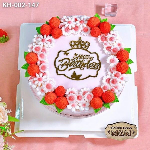  Bánh Sinh Nhật Kết Dâu Tone Đỏ (KH-002-147) 
