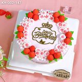  Bánh Sinh Nhật Kết Dâu Tone Đỏ (KH-002-147) 
