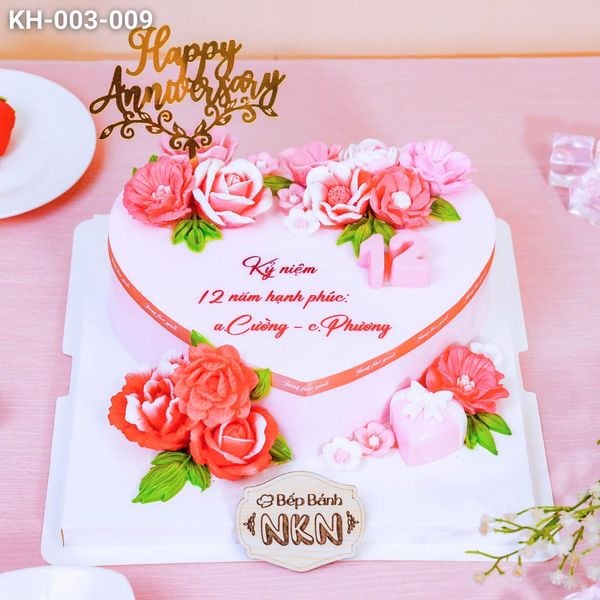  Bánh Kết Hoa Kỉ Niệm Tone Hồng (KH-003-009) 