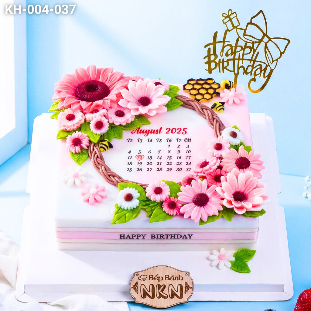  Bánh Kết Hoa Hướng Dương Tone Hồng (KH-004-037) 