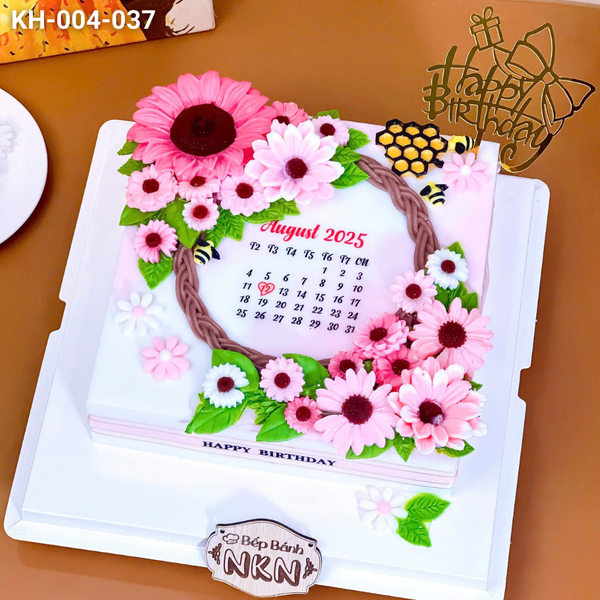  Bánh Kết Hoa Hướng Dương Tone Hồng (KH-004-037) 