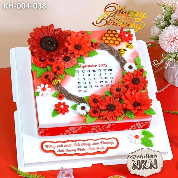  Bánh Kết Hoa Hướng Dương Tone Đỏ (KH-004-038) 