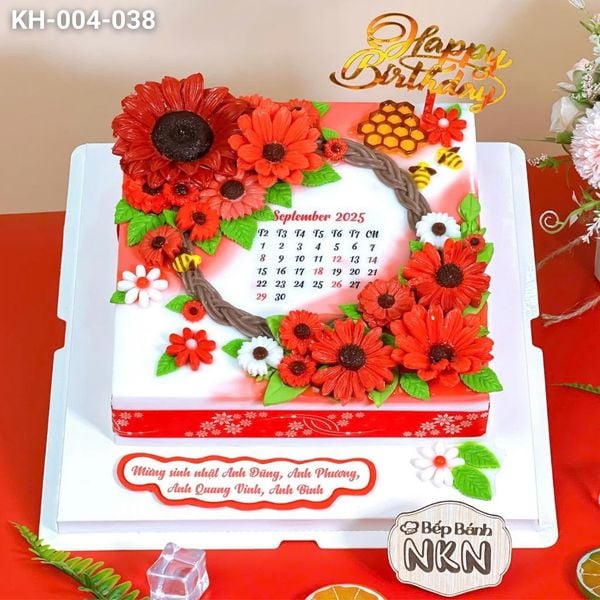  Bánh Kết Hoa Hướng Dương Tone Đỏ (KH-004-038) 
