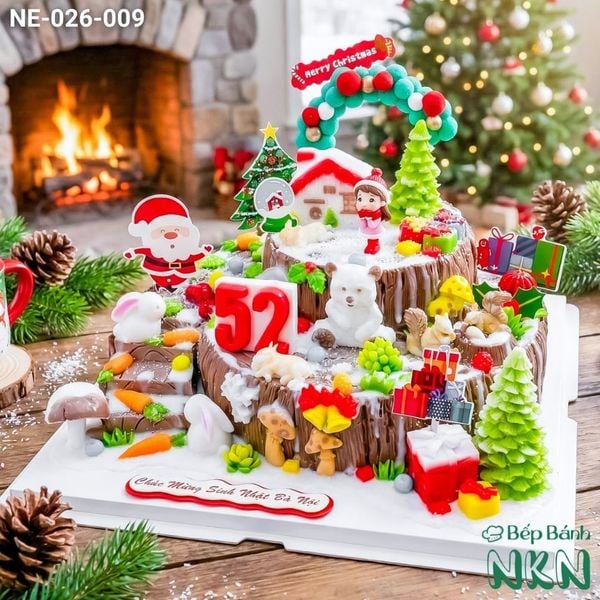  Bánh Giáng Sinh Khúc Gỗ 2 Tầng (NE-026-009) 