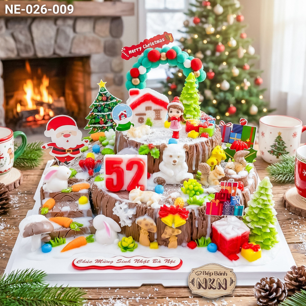  Bánh Giáng Sinh Khúc Gỗ 2 Tầng (NE-026-009) 