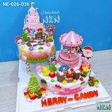  Tháp Bánh Giáng Sinh Đu Quay Bật Nhạc 2 Tầng (NE-026-036) 