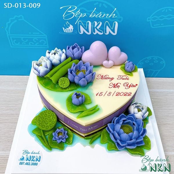  Bánh Sinh Nhật Hoa Sen Cạn - Trái Tim (SD-013-009) 