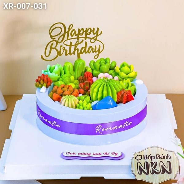  Bánh Sinh Nhật Sen Đá Tone Tím (XR-007-031) 