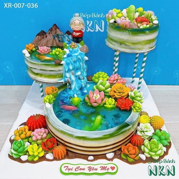  Tháp Bánh Mừng Thọ Sen Đá 3 Tầng (XR-007-036) 