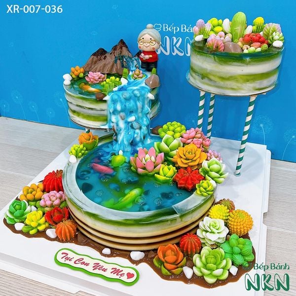  Tháp Bánh Mừng Thọ Sen Đá 3 Tầng (XR-007-036) 