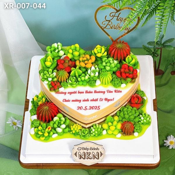 Bánh Sinh Nhật Sen Đá Trái Tim (XR-007-044) 