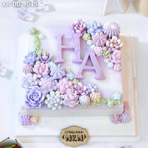  Bánh Sinh Nhật Sen Đá Tone Tím (XR-007-045) 