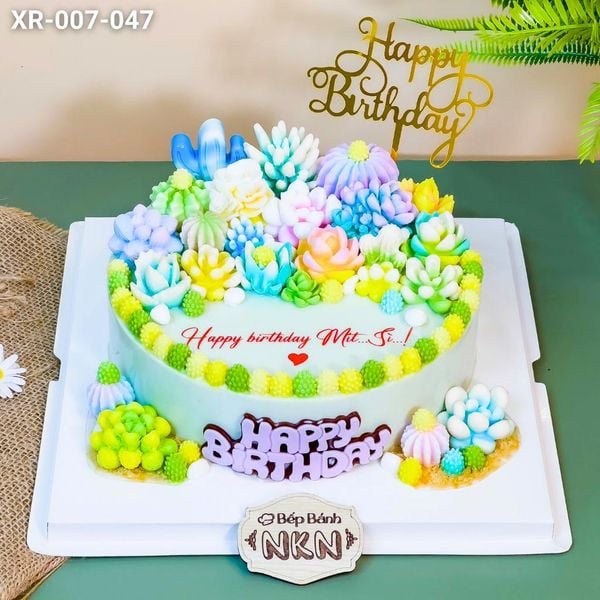  Bánh Sinh Nhật Sen Đá Tone Cầu Vồng (XR-007-047) 