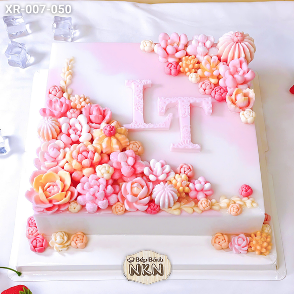  Bánh Sinh Nhật Xương Rồng Tone Hồng - Cam (XR-007-050) 