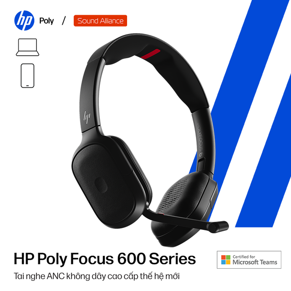  Tai nghe ANC Bluetooth HP Poly Focus 600 Series 
