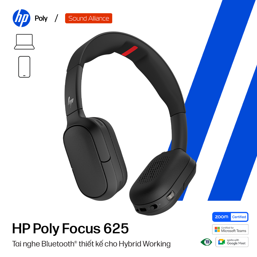  Tai nghe ANC Bluetooth cao cấp HP Poly Focus 625 (C56XPAA) 