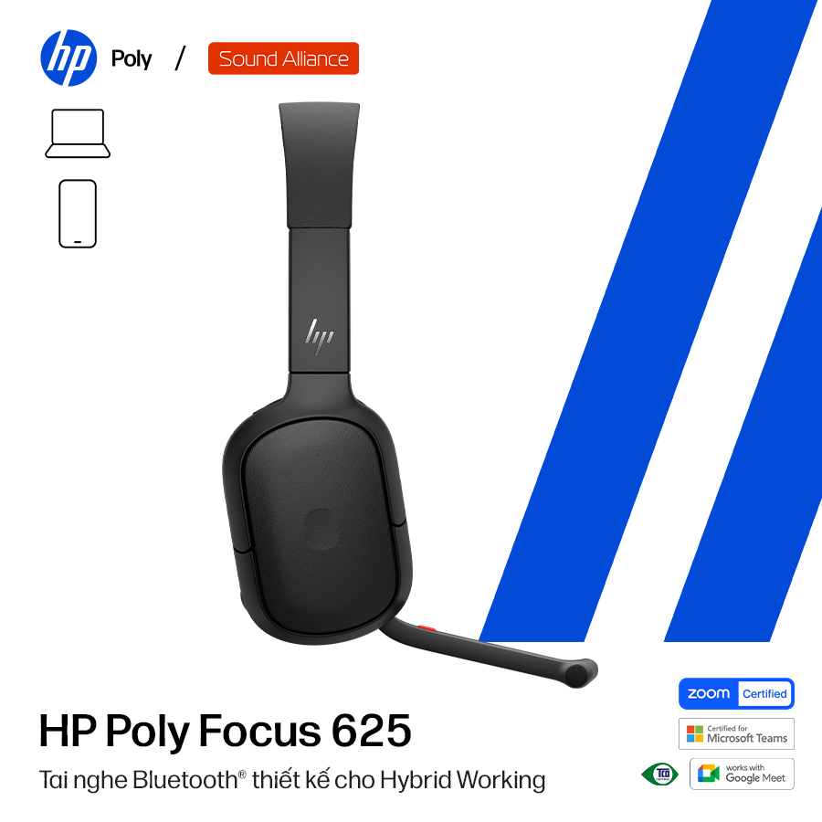 Tai nghe ANC Bluetooth cao cấp HP Poly Focus 625 (C56XPAA) 