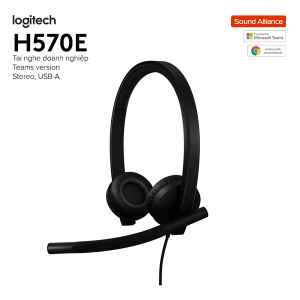  Tai nghe có dây hai bên tai Logitech H570e Teams USB-A (981-001428) 
