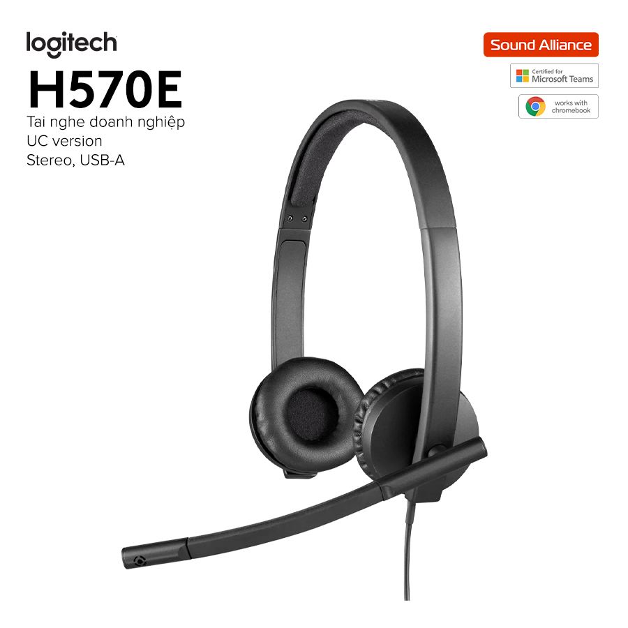  Tai nghe có dây hai bên tai Logitech H570e USB-A (981-000574) 