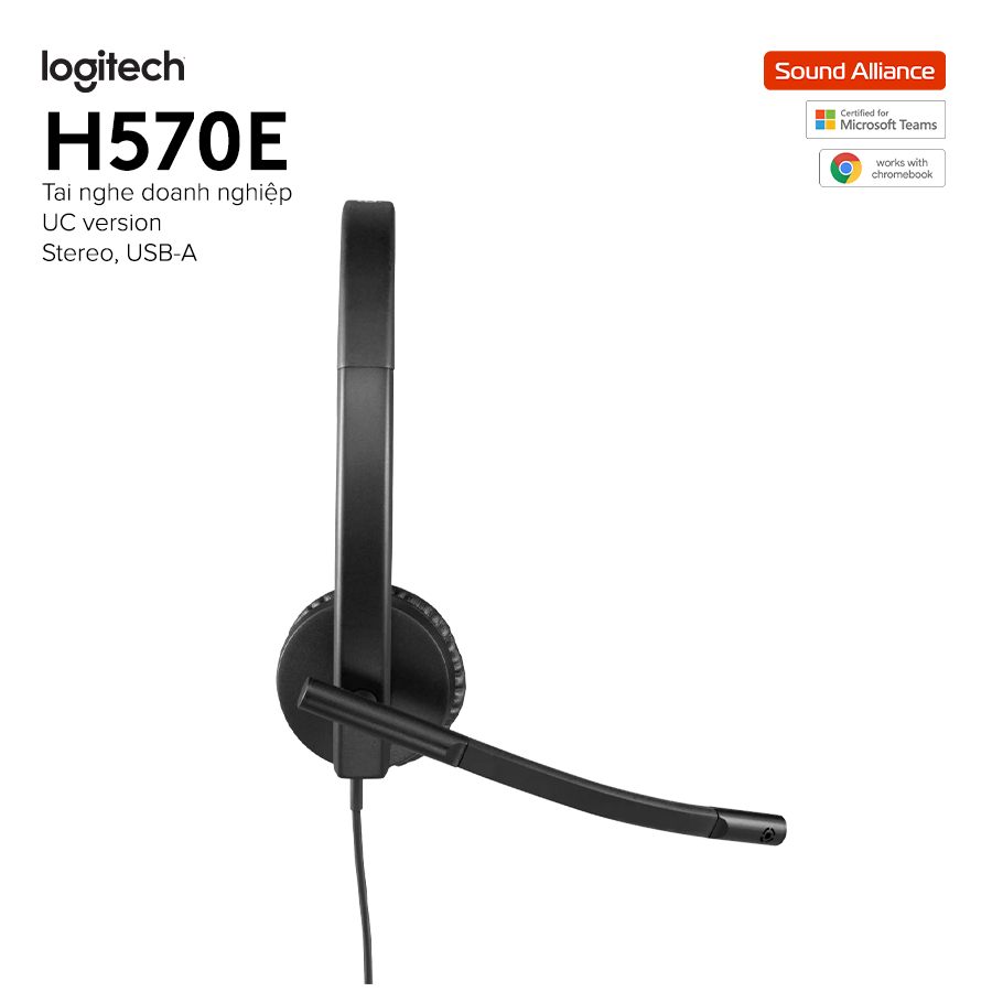  Tai nghe có dây hai bên tai Logitech H570e USB-A (981-000574) 