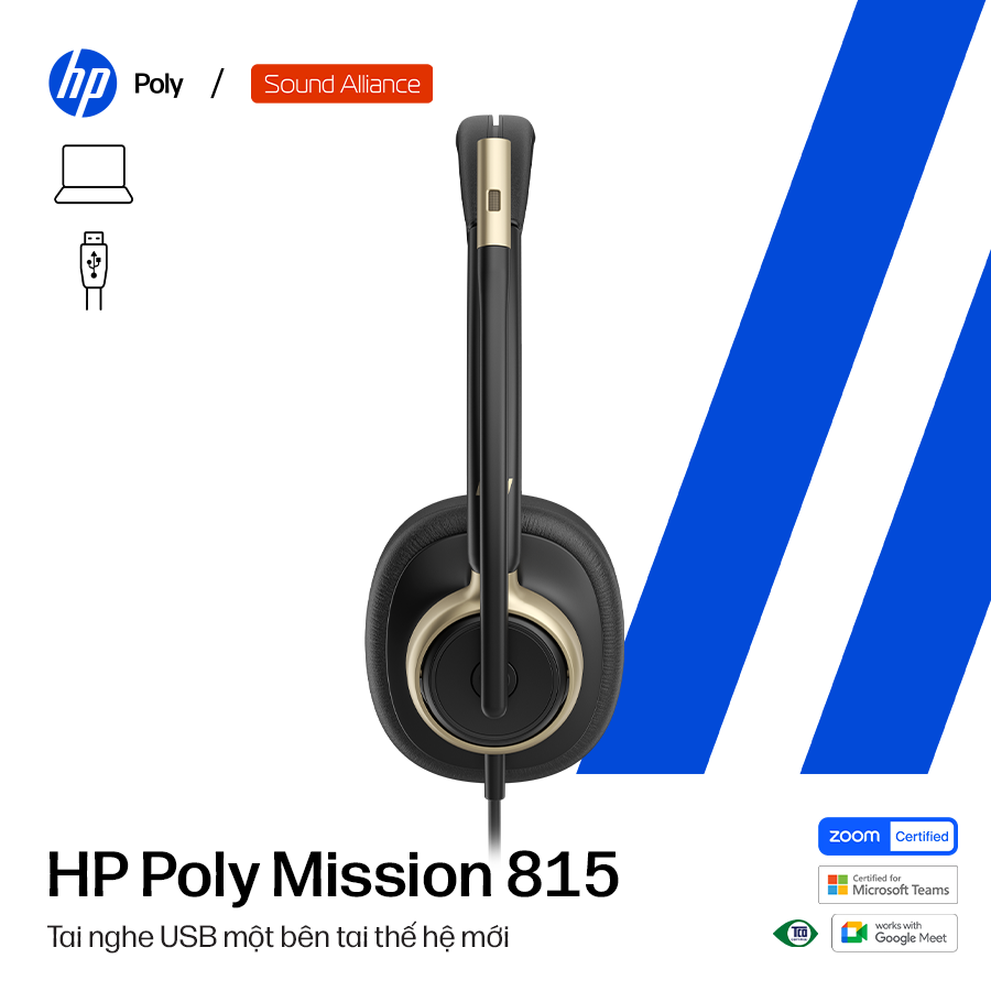  Tai nghe ANC có dây một bên tai USB HP Poly Mission 815 (C01F8AA) 