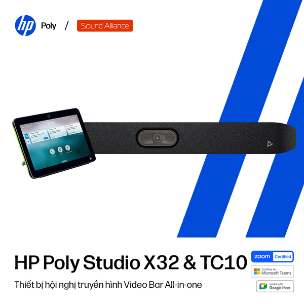  Thiết bị hội nghị truyền hình Poly Studio X32 và TC10 (A3SV7AA) 